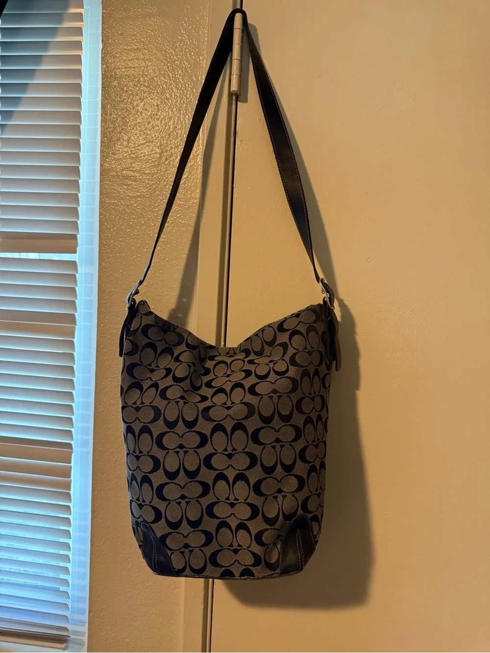Coach Monogram Jacquard Hobo Bag in Charcoal and Black